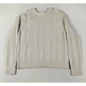 Goodfellow Sweater Mens Large Beige Aran Irish Knit Grandpacore Eclectic Grandpa
